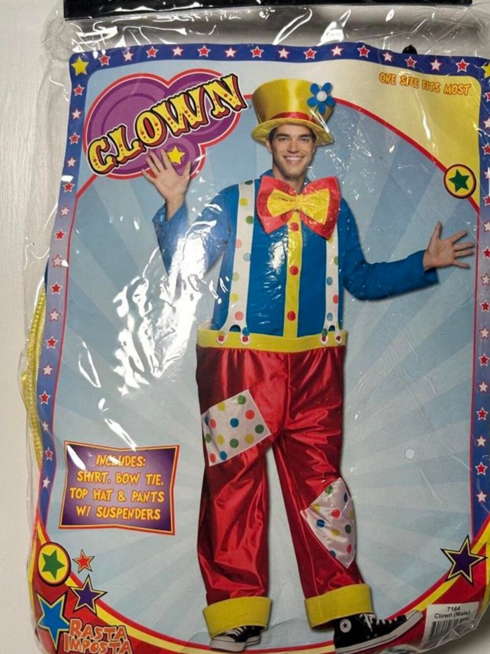 Men's vintage clown costume with full costume